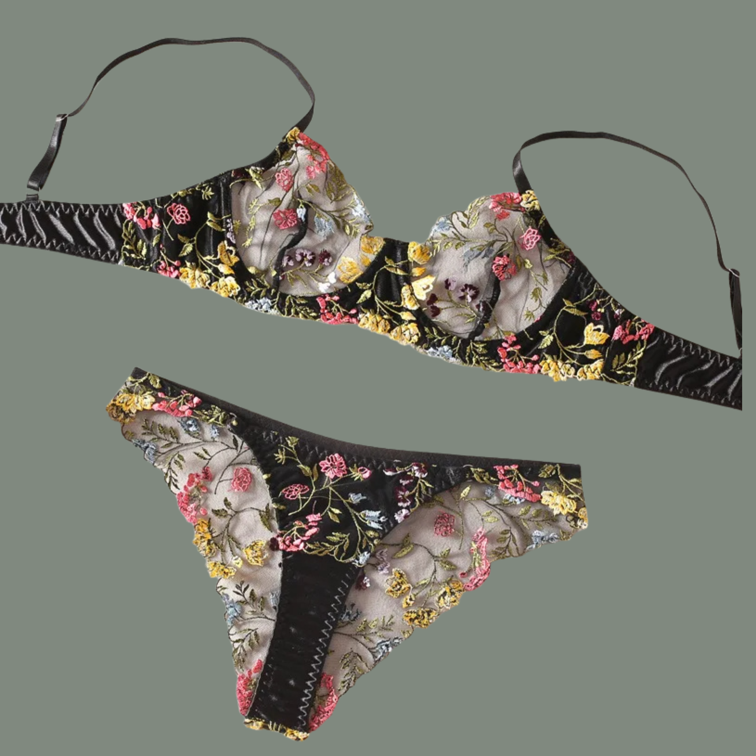 Floral Embroidery 2-Piece Lingerie Set | Fall Collection 2023