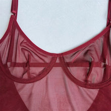 Charger l&#39;image dans la galerie, Temptation Thin Perspective Mesh Lace up Tie up Dress/Body Bra Set
