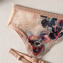 Load image into Gallery viewer, Floral Lace Embroidery Lingerie Garter Set
