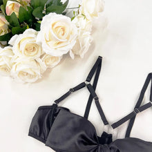 Load image into Gallery viewer, Bowknot Lingerie Open Bra Up Sexy Underwear 3-Piece Satin Anissa Atelier
