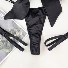 Load image into Gallery viewer, Bowknot Lingerie Open Bra Up Sexy Underwear 3-Piece Satin Anissa Atelier
