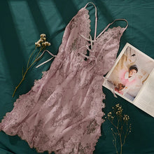 Load image into Gallery viewer, Floral Hollowed Out Lace Nightdress
