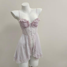 Charger l&#39;image dans la galerie, French Night Gown Sleepwear Mesh Lace Women Dreamy
