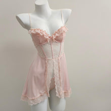 Charger l&#39;image dans la galerie, French Night Gown Sleepwear Mesh Lace Women Dreamy
