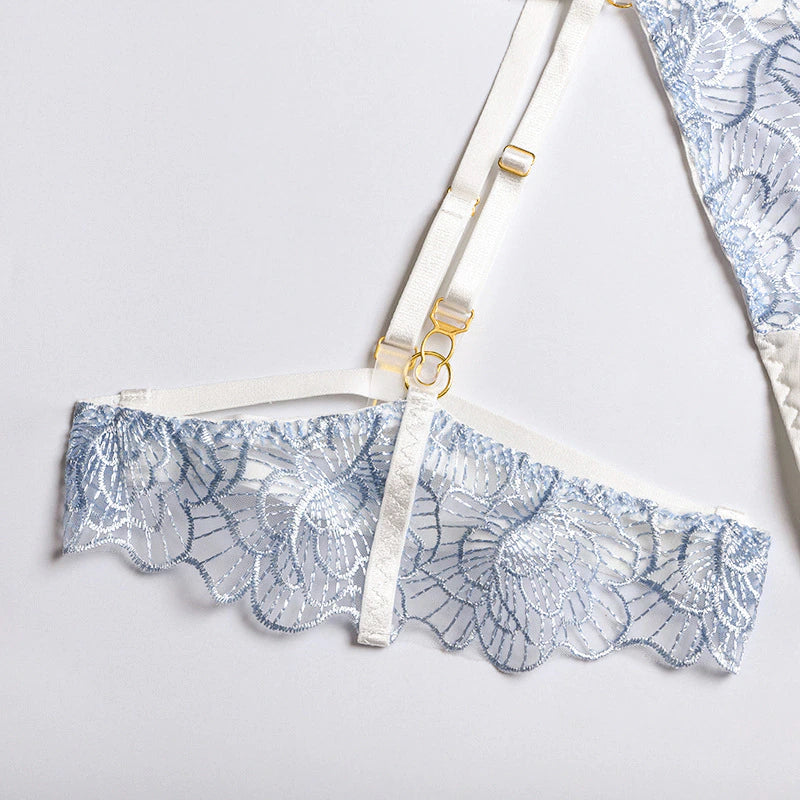 Embroidery Lingerie Floral Underwire Bra Set - Anissa Atelier