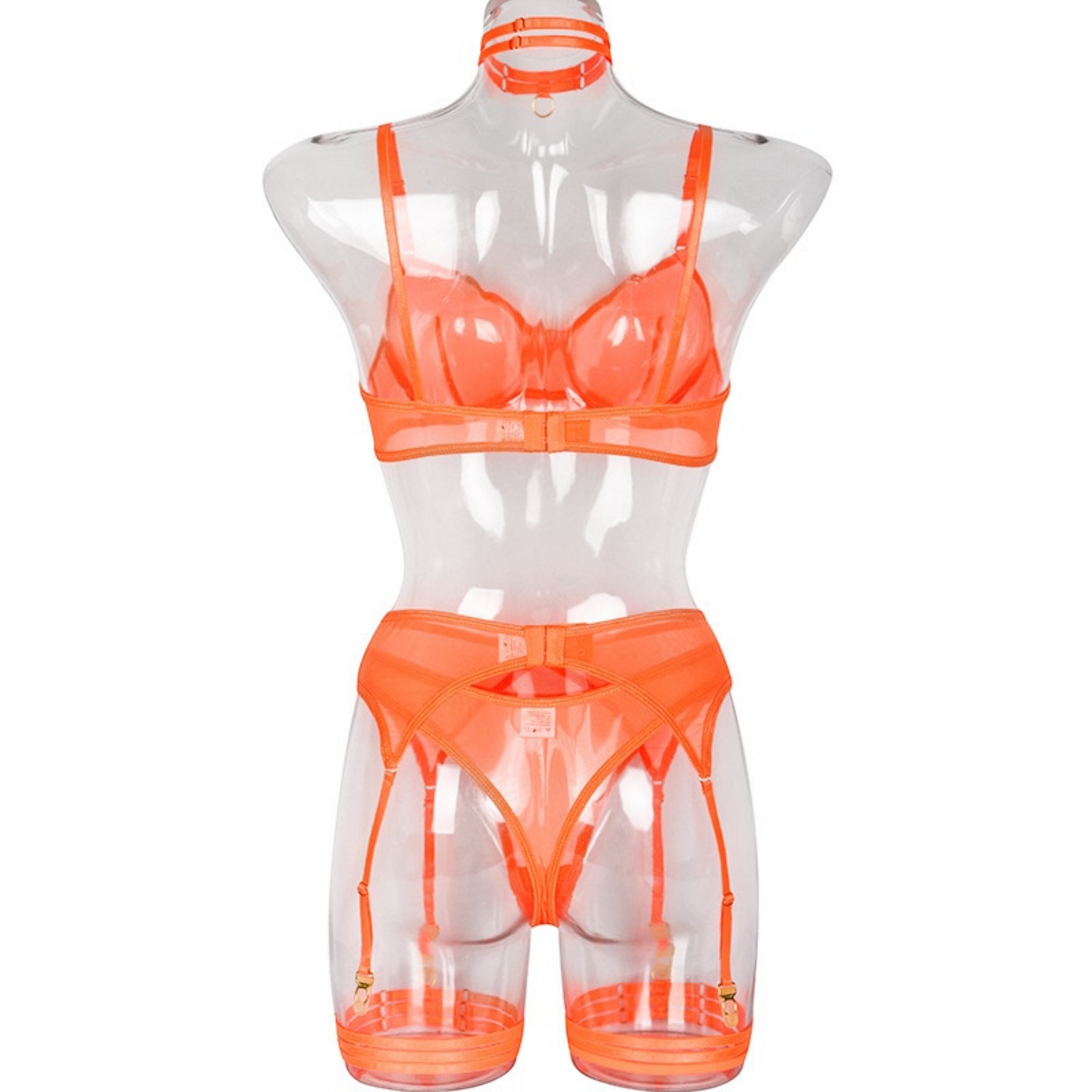 Binpure Women Mesh Lingerie Set, Solid Color Hollow Out Perspective  Underwear Combo