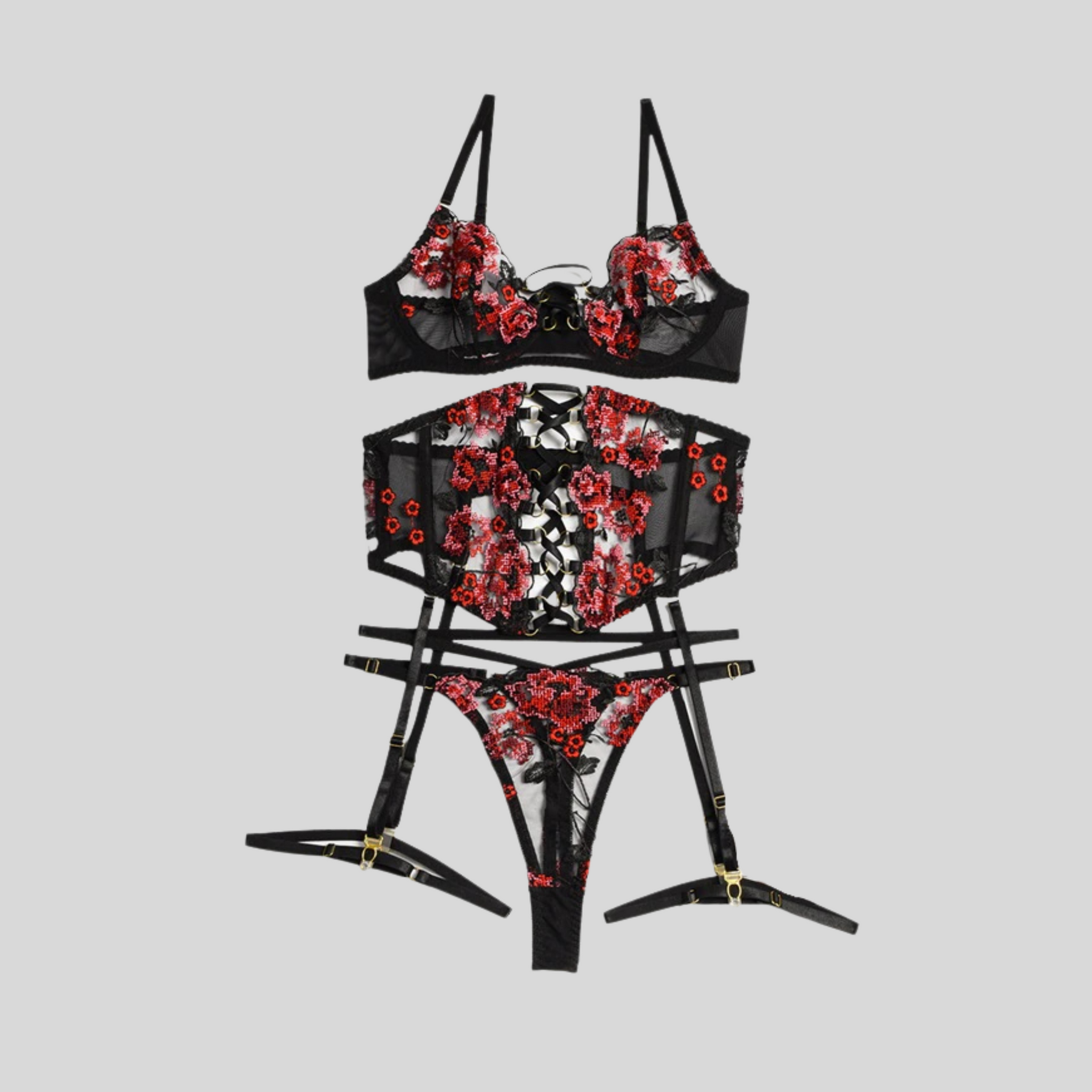 Corset Lingerie Set RiRi Rose from our Black Rose Collection